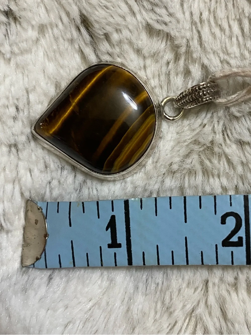 Teardrop Tiger's Eye Pendant in Sterling Setting - Brown/Gold